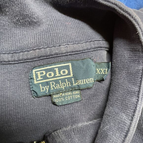 Vintage Y2K Polo Ralph Lauren Men's Navy Blue Pullover Quarter Zip Size XXL - Picture 9 of 10